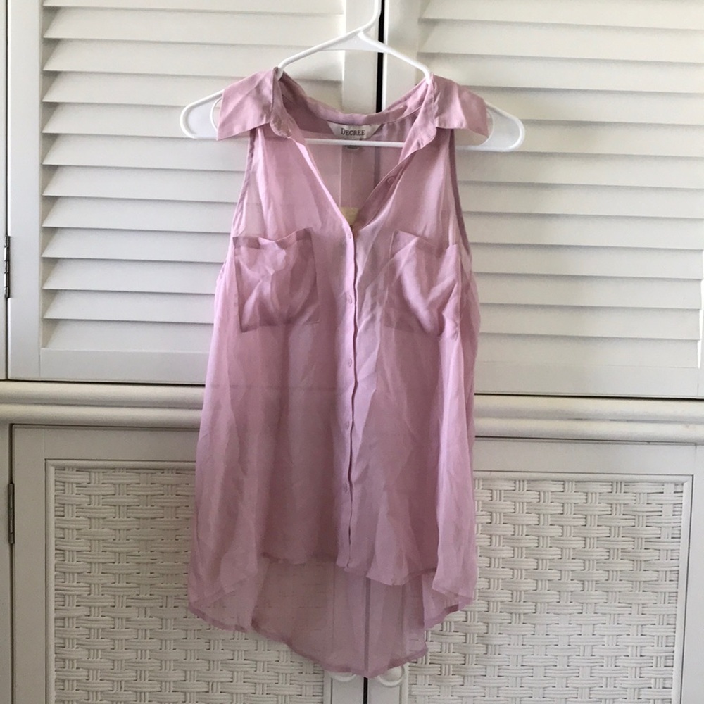 Decree Pink Sleeveless Button Down Top Medium